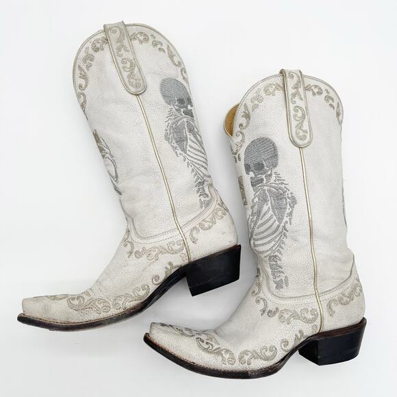 Yippee Ki Yay Old Gringo Women's 7.5 White Skeleton Selfie Western Cowgirl Boots - Picture 5 of 12